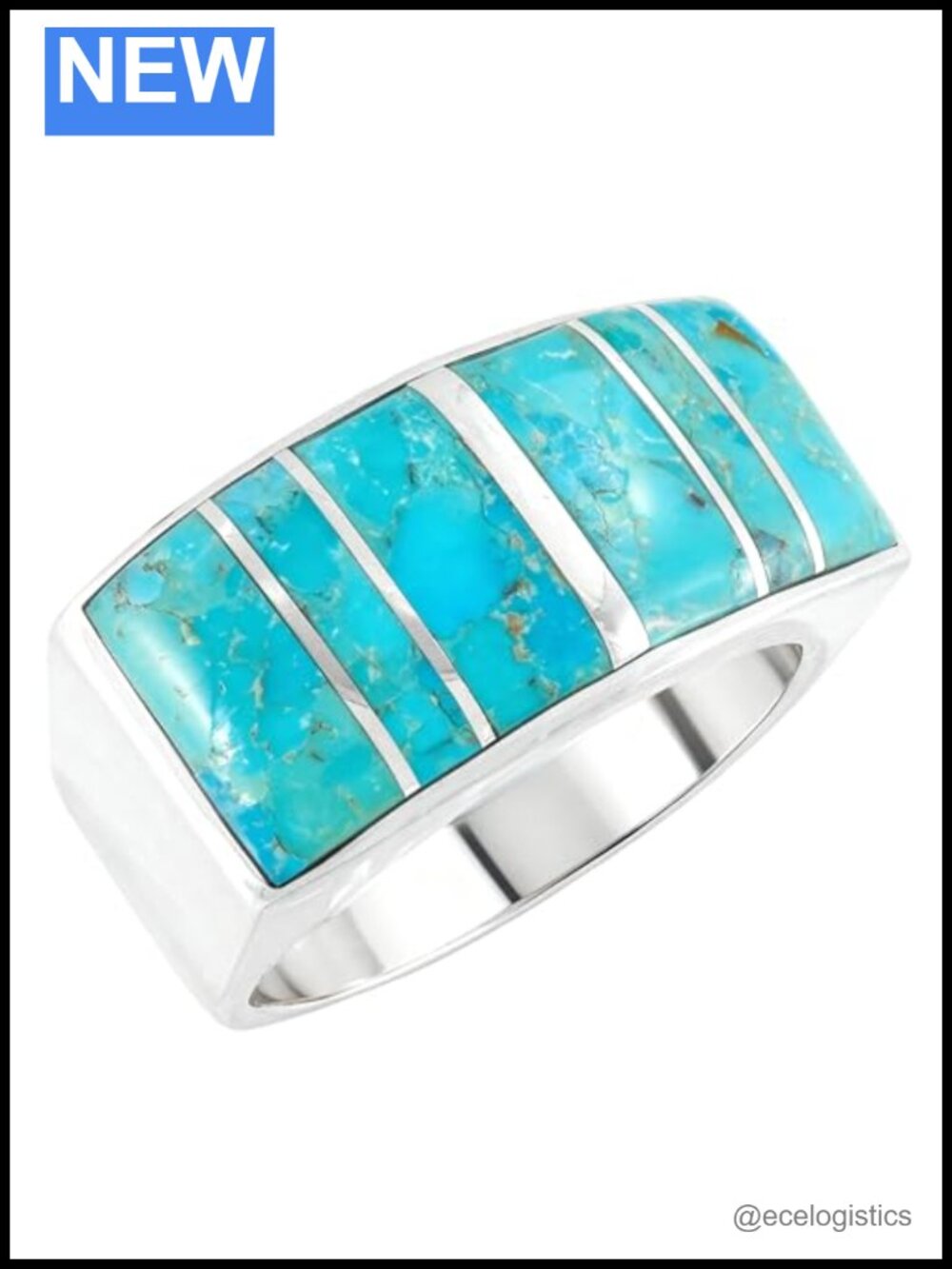 Sterling Silver Turquoise Statement Ring Size 10
